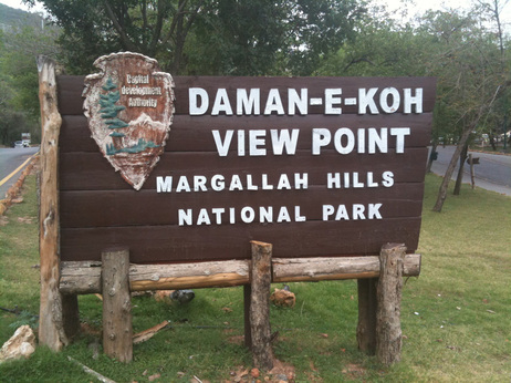 Margallah Hills National Park, Pakistan sign.